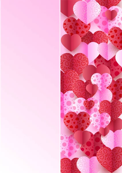 Felice Giorno San Valentino Rosa Stile Papercut Love Card Design — Vettoriale Stock