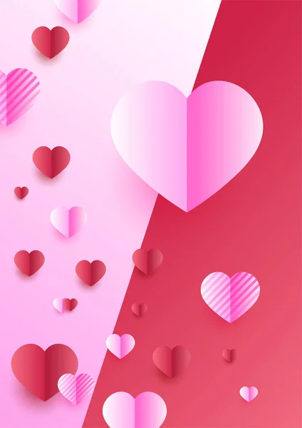 Valentine Day Concept Poster Background Illustration Vectorielle Coeurs Papier Rouge — Image vectorielle