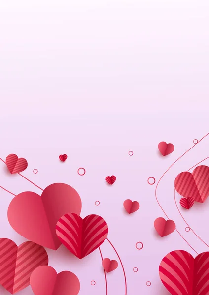 Corazón Con Estilo Red Papercut Style Love Card Design Background — Archivo Imágenes Vectoriales