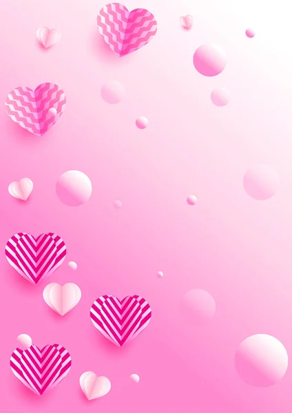 Love Pink Papercut 스타일의 디자인 디자인 여성의 어머니의 아버지의 크리스마스 — 스톡 벡터