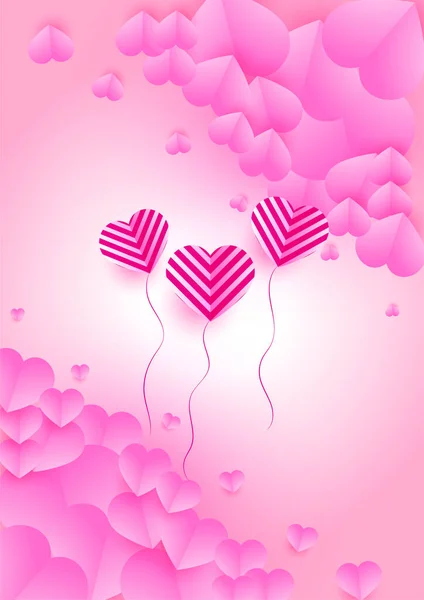 Répandre Amour Rose Style Coupe Papier Fond Conception Carte Amour — Image vectorielle