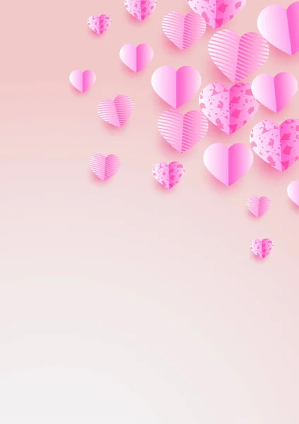 Love Glow Pink Papercut 스타일의 디자인 디자인 여성의 어머니의 아버지의 — 스톡 벡터