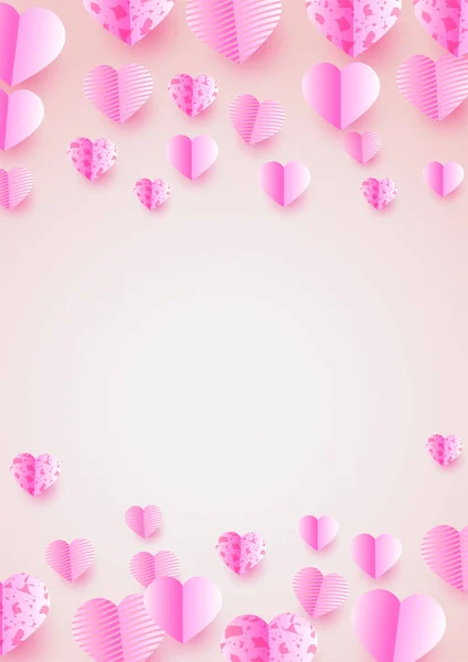 Love Glow Pink Papercut 스타일의 디자인 디자인 여성의 어머니의 아버지의 — 스톡 벡터