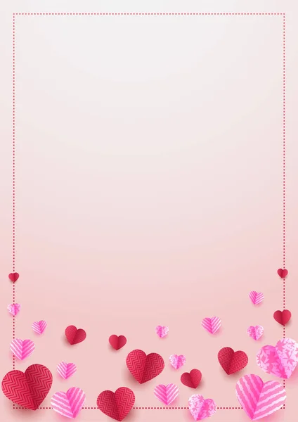 Feiern Valentinstag Rot Rosa Papercut Stil Liebe Karte Design Hintergrund — Stockvektor