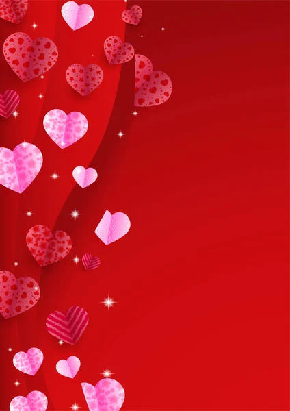 День Святого Валентина Красный Розовый Бумага Стиль Love Card Дизайн — стоковый вектор