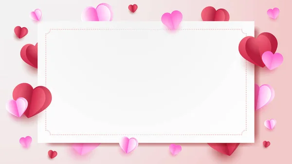 Papier Valentinstag Red Pink Papercut Stil Liebe Karte Design Hintergrund — Stockvektor