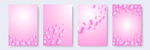 Shinning Herz Rot Rosa Papercut Stil Liebe Karte Design Hintergrund — Stockvektor