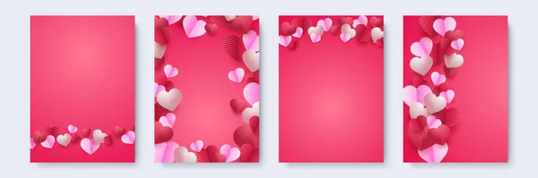 Gelukkige Valentijnsdag Pink Papercut Stijl Love Card Design Achtergrond Ontwerp — Stockvector