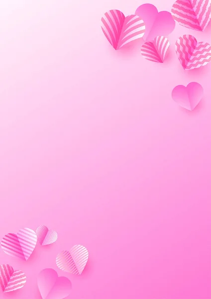 Feliz Dia Dos Namorados Pink Papercut Estilo Amor Cartão Fundo — Vetor de Stock