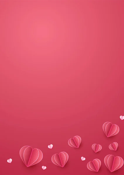 Glad Alla Hjärtans Dag Rosa Papercut Stil Kärlek Kort Design — Stock vektor