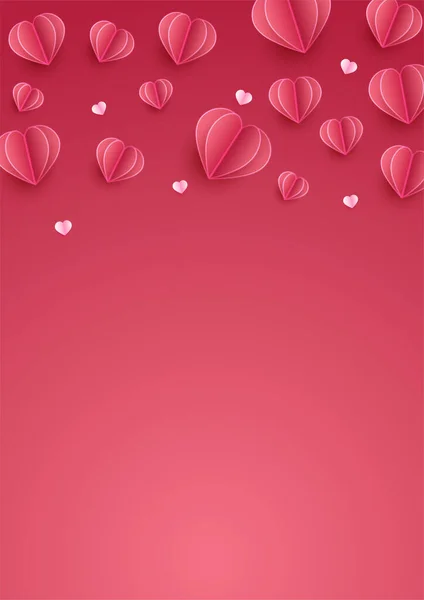 Feliz Dia Dos Namorados Pink Papercut Estilo Love Card Design — Vetor de Stock