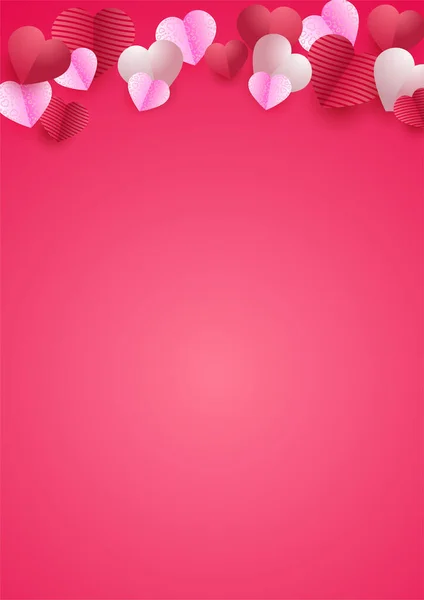 Valentýn Univerzální Láska Srdce Plakát Pozadí Šťastný Valentýn Pink Papercut — Stockový vektor