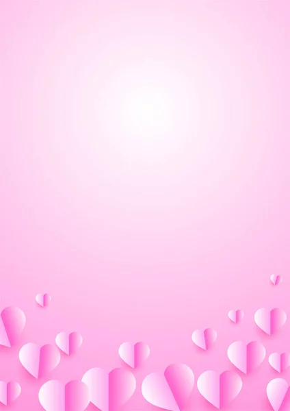 情人节的普世爱心海报背景 亮晶晶的红粉纸片风格爱情卡设计背景 — 图库矢量图片