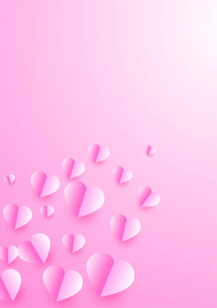Shinning Coração Vermelho Rosa Papercut Estilo Love Card Design Fundo — Vetor de Stock