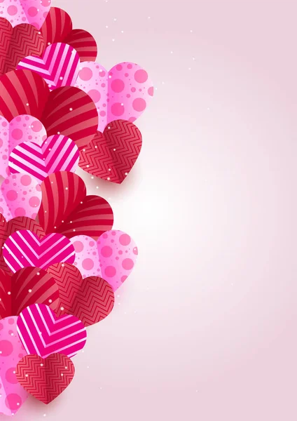 Coeur Élégant Rose Rouge Style Papercut Fond Conception Carte Amour — Image vectorielle