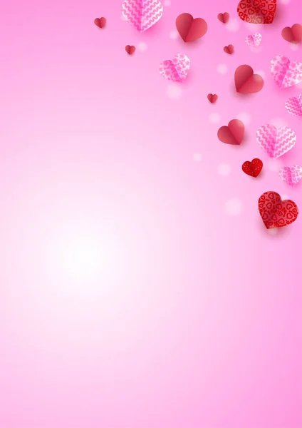 Valentijnsdag Universele Liefde Hart Poster Achtergrond Schitterend Hart Rood Roze — Stockvector