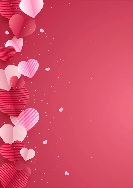 Parlayan Kalp Kırmızı Kağıt Kesim Tarzı Aşk Kartı Tasarımı Arka — Stok Vektör