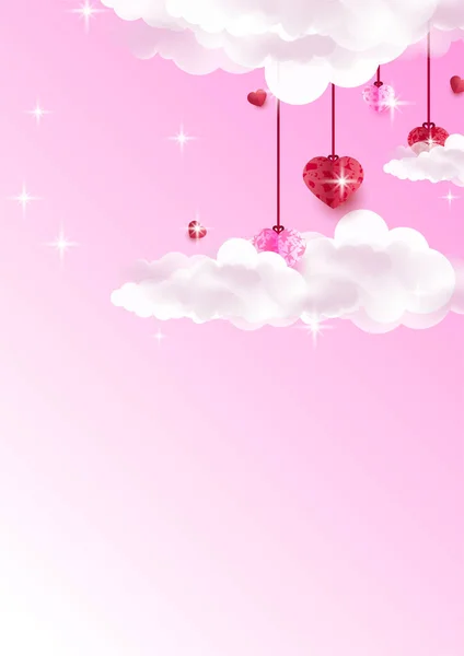 Valentine Day Universal Love Heart Poster Background Coeur Suspendu Rose — Image vectorielle