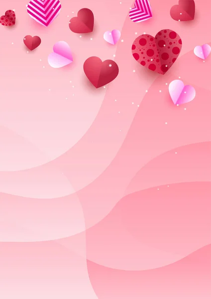 Gradient Wave Love Pembe Kağıt Kesim Tarzı Aşk Kartı Tasarımı — Stok Vektör