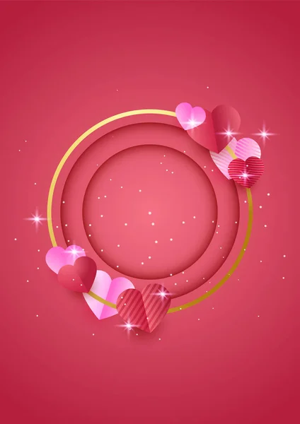 Κομψό Καρδιά Πολυτέλεια Ροζ Χρυσό Χαρτομάντηλο Στυλ Αγάπη Κάρτα Σχεδιασμό — Διανυσματικό Αρχείο