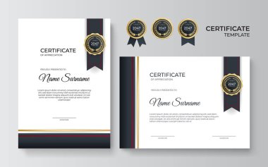 Modern düz kırmızı siyah sertifika tasarımı şablonu