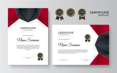 Modern gradyan kırmızı siyah altın sertifika tasarımı Şablonu