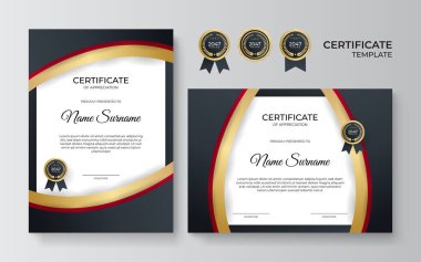 Modern gradyan kırmızı siyah altın sertifika tasarımı Şablonu