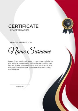 Modern gradyan kırmızı siyah altın sertifika tasarımı Şablonu