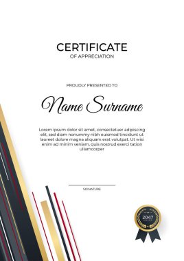Modern gradyan kırmızı siyah altın sertifika tasarımı Şablonu