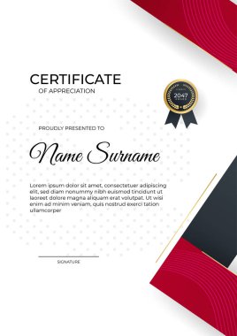 Modern gradyan kırmızı siyah altın sertifika tasarımı Şablonu