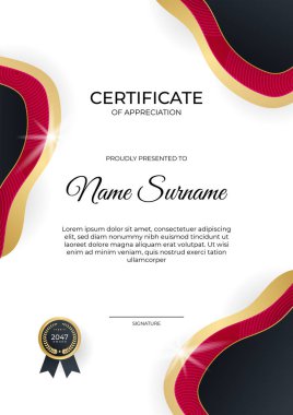 Zarif gradyan kırmızı siyah sertifika tasarımı şablonu