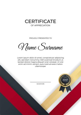 Modern gradyan kırmızı siyah altın sertifika tasarımı Şablonu