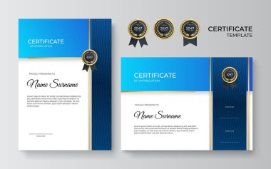 Profesyonel mavi sertifika tasarım şablonu