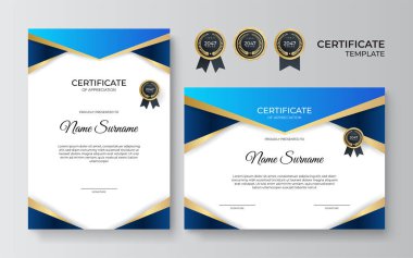 Profesyonel mavi sertifika tasarım şablonu
