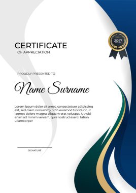 Modern gradyan mavi altın sertifika tasarımı Şablonu