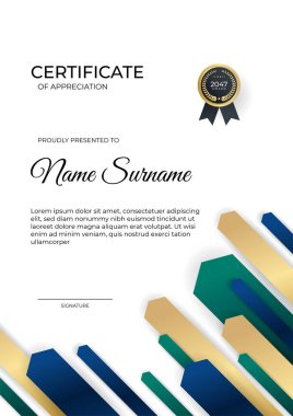 Modern gradyan mavi altın sertifika tasarımı Şablonu