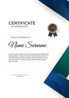Modern gradyan mavi altın sertifika tasarımı Şablonu