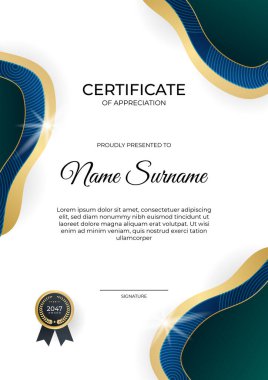 Zarif gradyan mavi altın sertifika tasarımı şablonu