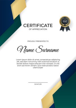 Zarif gradyan mavi altın sertifika tasarımı şablonu