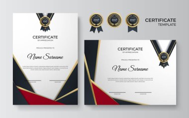 Profesyonel kırmızı altın sertifika tasarım şablonu