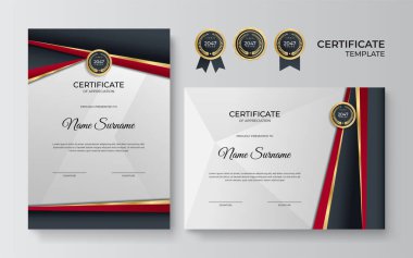 Profesyonel kırmızı altın sertifika tasarım şablonu