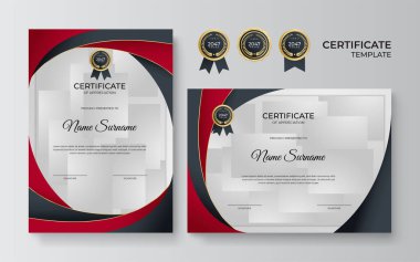 Modern gradyan kırmızı siyah altın sertifika tasarımı Şablonu