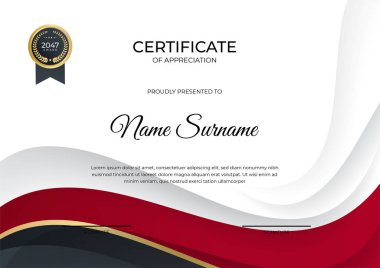 Modern gradyan kırmızı siyah altın sertifika tasarımı Şablonu
