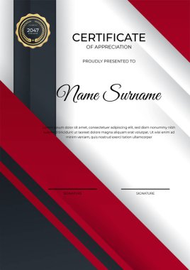 Profesyonel kırmızı altın sertifika tasarım şablonu