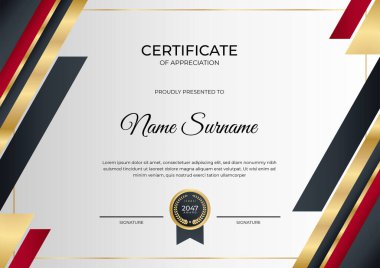 Modern gradyan kırmızı siyah altın sertifika tasarımı Şablonu