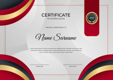 Modern gradyan kırmızı siyah altın sertifika tasarımı Şablonu