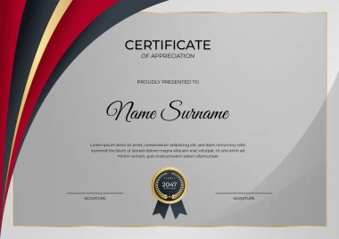Modern gradyan kırmızı siyah altın sertifika tasarımı Şablonu