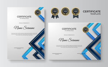 Modern gradyan mavi altın sertifika tasarımı şablonu