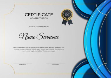 Modern gradyan mavi altın sertifika tasarımı şablonu