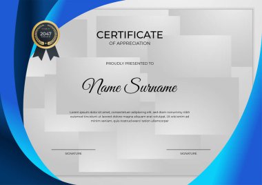 Modern gradyan mavi altın sertifika tasarımı şablonu